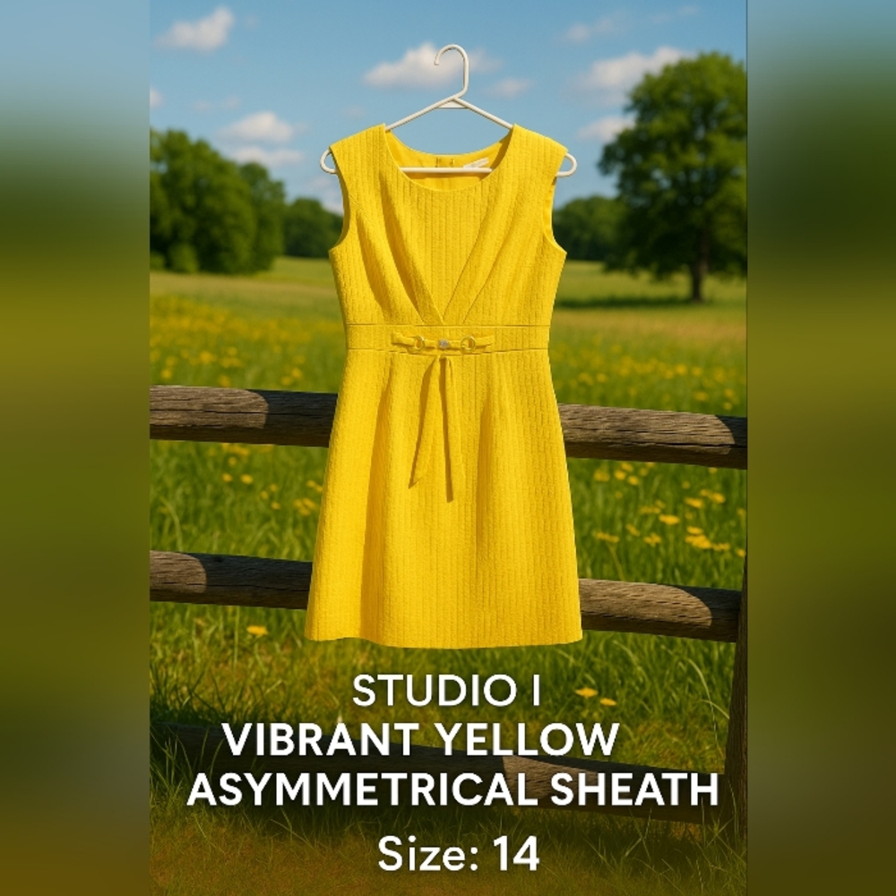 Studio I Vibrant Yellow Asymmetrical Sheath